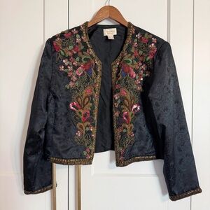 Vintage VICTORIA’S SECRET Women M/L Embroidered Beaded Embellished Silky Jacket